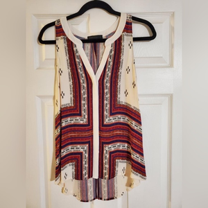 Sanctuary Multi Color Boho Sleeveless Blouse, Button Down, Size‎ Medium